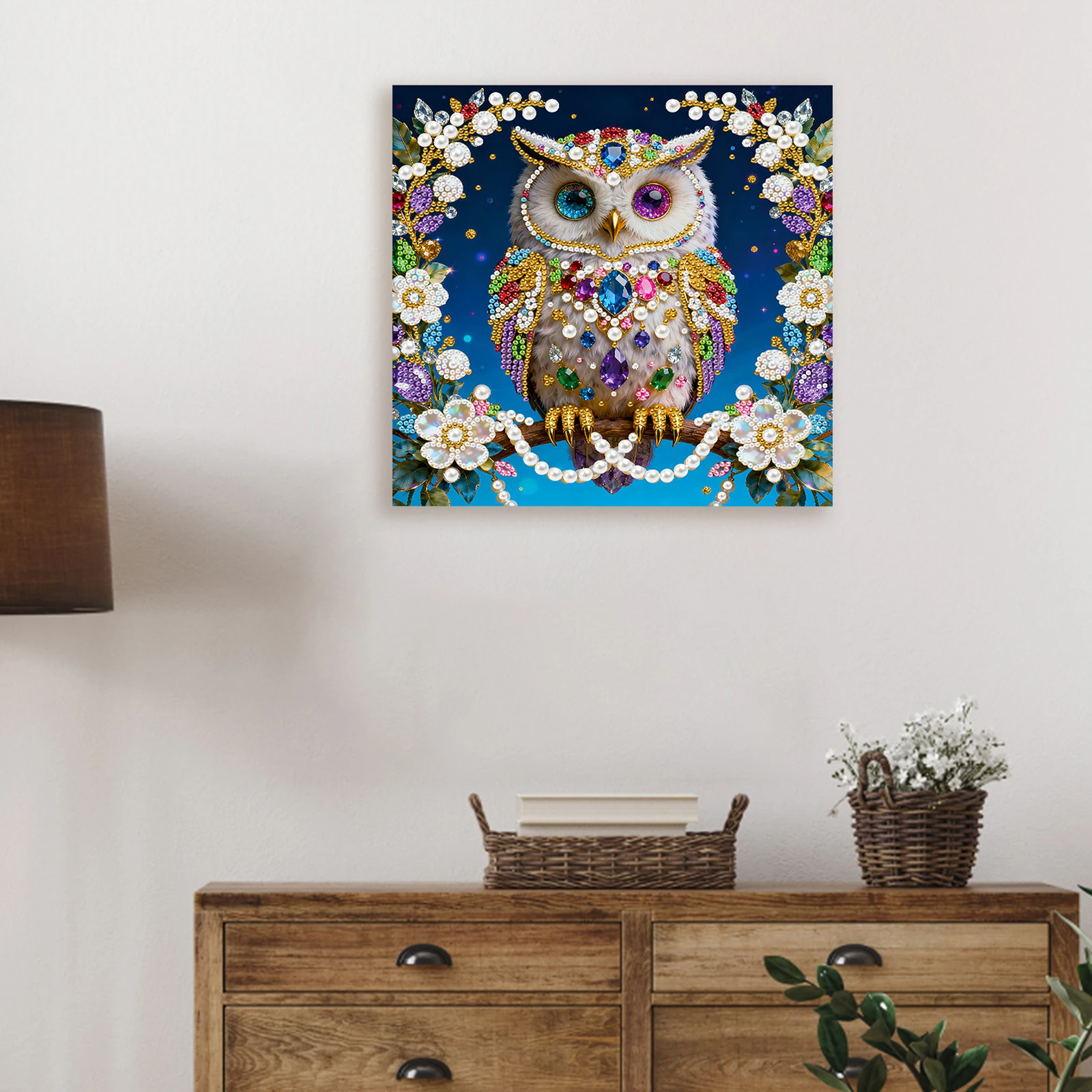 

Owl DIY Pearl Painting Kit for Adults Gift Home Wall Decor 25x25cm With Frame