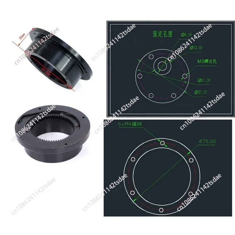 1/12 Scale RC Hydraulic Excavator Slewing Ring Bearing, 30mm/40mm Height Rotation Support for Model Construction Machinery
