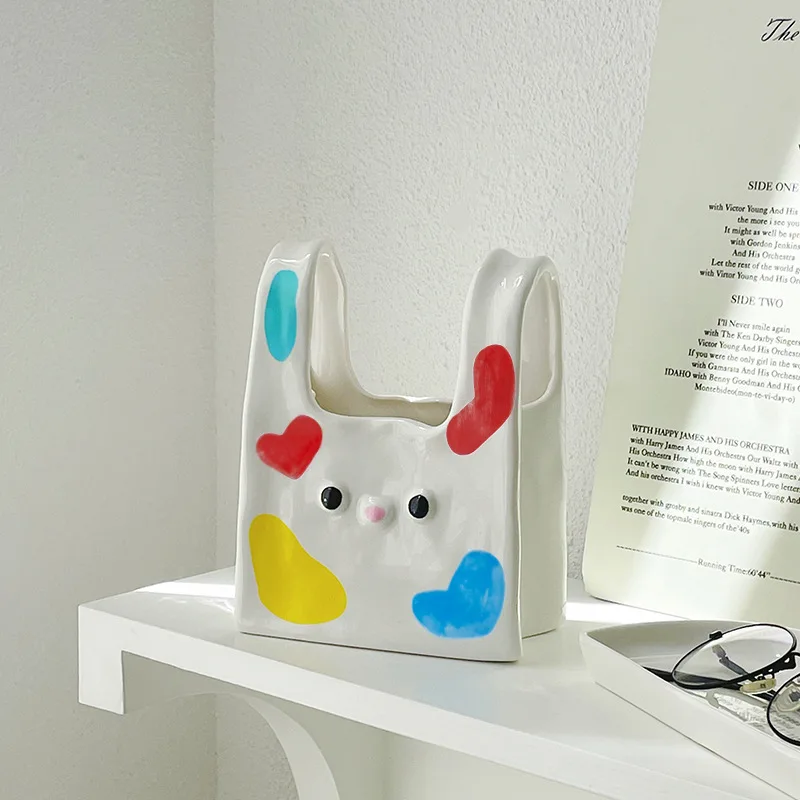 Vase Lovely Creative Cartoon Interesting Handicrafts Home Living Room Ceramic Flower Arrangement Tabletop Decoration Ornaments