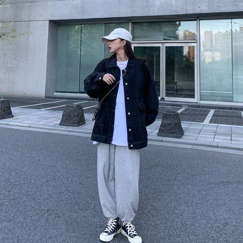Basic Jackets Women Denim Outwear Spring Autumn Baggy Korean Style BF Fashion Student All-match Hip Hop Streetwear Punk Biker