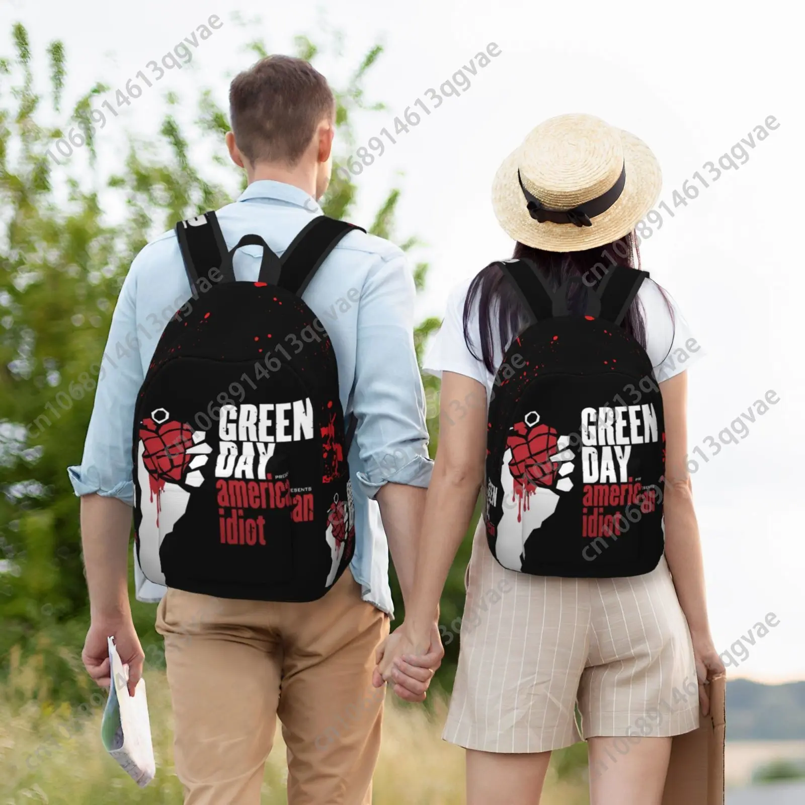 Green Day Punk Rock Band Custom Canvas Lightweight Backpack Fashion Durable Student Men Women Business Daypack
