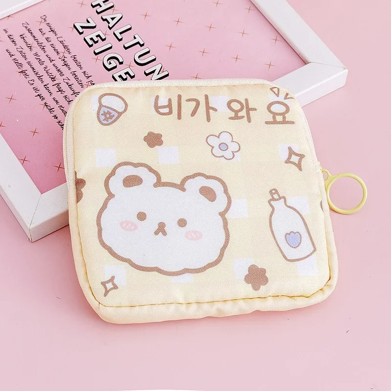 Korean Cute Bear Large Capacity Sanitary Napkin Storage Bags Girls Cartoon Physiological Period Tampon Organiser Bag Mini Bag