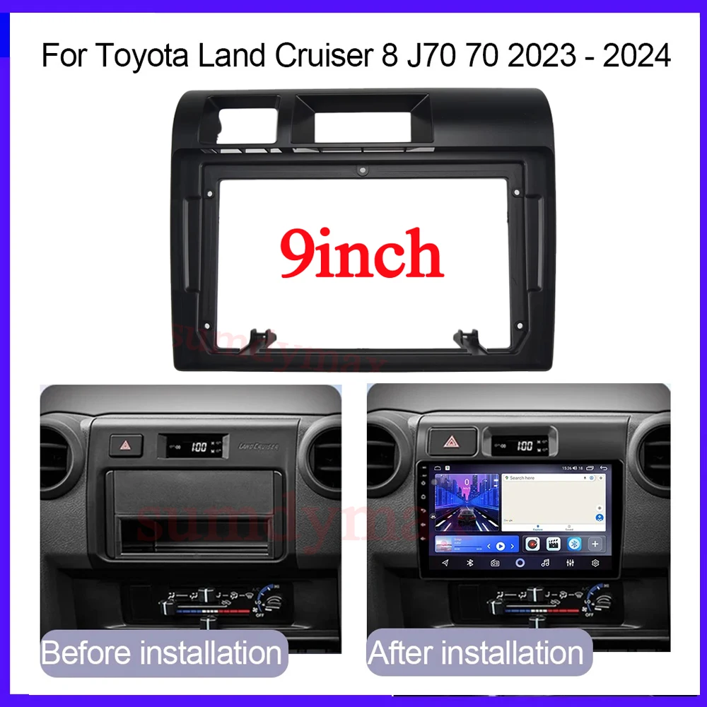 9inch 2din Car radio Frame Adapter For Toyota Land Cruiser 70 LC76 2023 2024 Android Big Screen Audio Dash Fitting Panel Kit