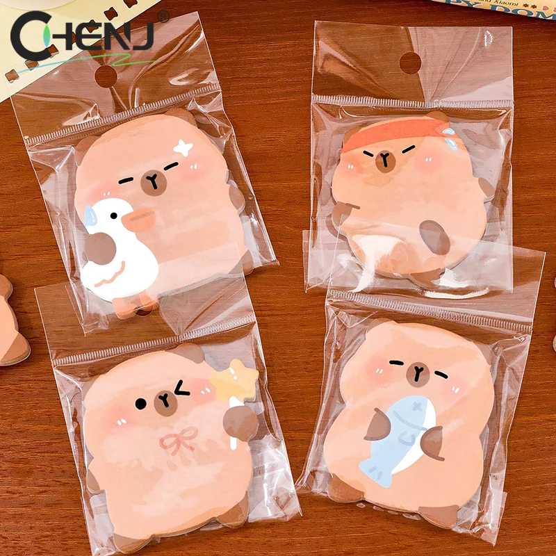 60 Lembar Catatan Tempel Capybara Berkualitas Tinggi, Lucu, Dapat Digunakan Kembali, Catatan Tempel Kartun, Alat Tulis Siswa