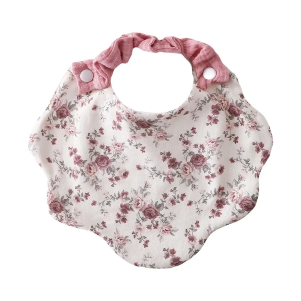 Cotton Gauze Feeding Bib Printed Design 360-Degree Coverage Drool Bib Soft Texture Floral Pattern Saliva Towel