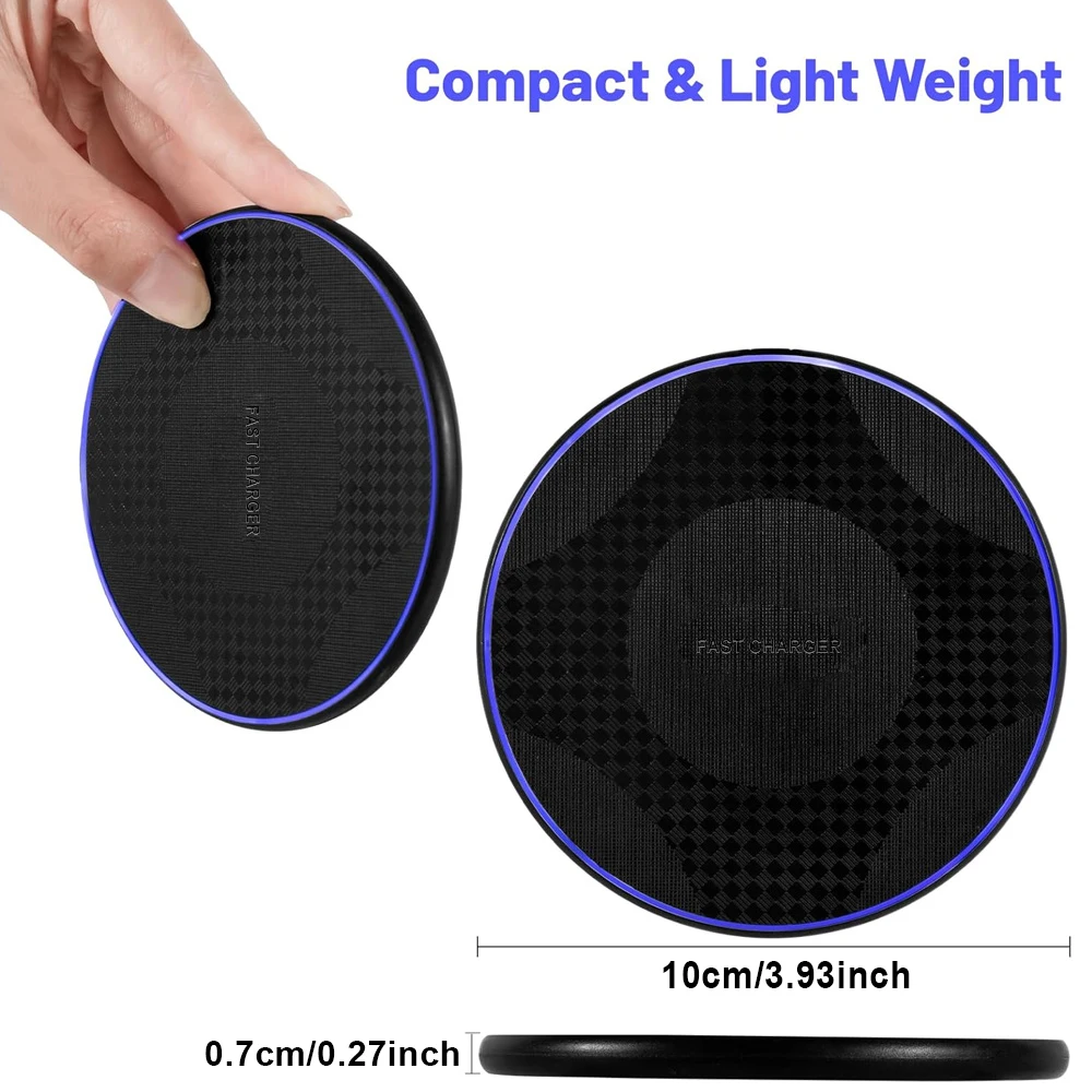 Universal 15W High‑Speed Fast Wireless Charging Pad, Universal Qi‑Certified Induction Charger Compatible with iPhone, Samsung