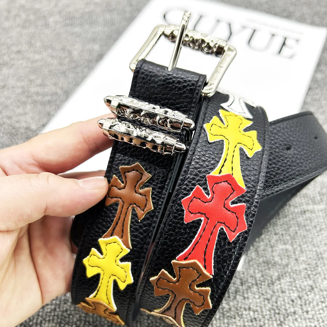 CH Belt Men's and Women's Holy Sword Element Decoration Hollow Ivy Women's Style Star Style Punching Retro
