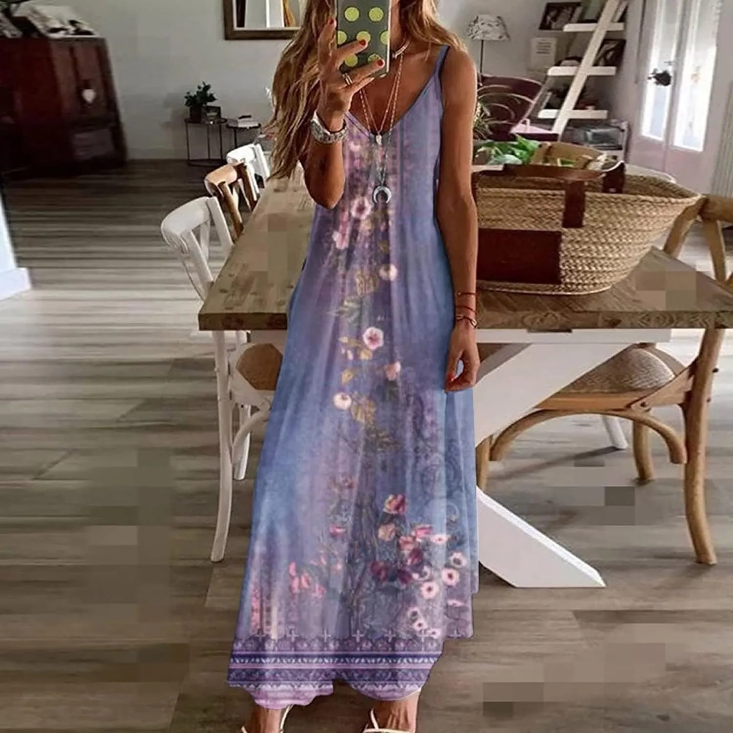 

Summer Dress Sleeveless Retro Floral Maxi Dress Luxury Stylish Party Girl Vestido Evening Dresses Beach Dresses Elegant Robe