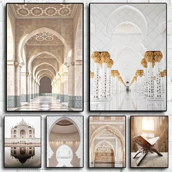 Morocco Beige Poster Door Landscape Mosque Canvas Painting Wall Art Modern Scandinavian Minimalist Living Room Home Decoration