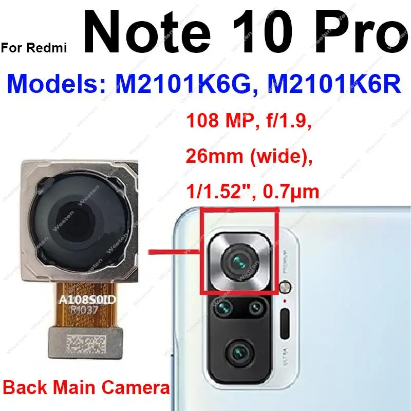 For Xiaomi Redmi Note 10 10 Pro 10S Rear Back Main Camera Primary Front Selfie Samll Facing Camera Flex Cable Parts