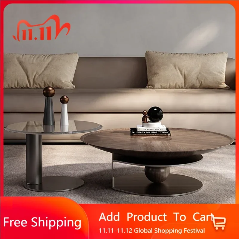 

Simple Waterproof Coffee Table Wood Italian Clear Oval Minimalist Modern Side Table Balcony Luxury Couchtisch Salon Furniture