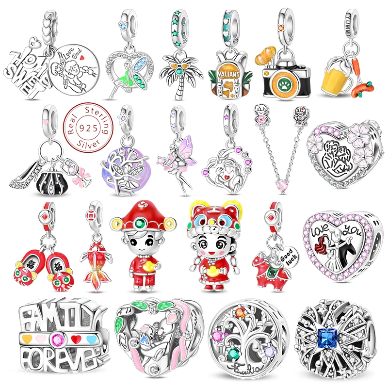 

Оригинальные светящиеся подвески из стерлингового серебра 925 пробы с фиксированным зажимом, бусины, цветочная фея, новогодний кулон, подходит для браслета, женские ювелирные изделия, подарки