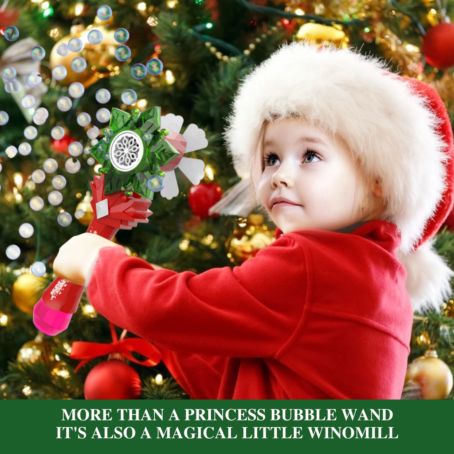 Maszyna do robienia bańek w kształcie choinki - zabawna zabawka dla dzieci, 360 °   Wirujący, magiczny dźwięk i światła, idealny prezent świąteczny na imprezy i zabawy na świeżym powietrzu