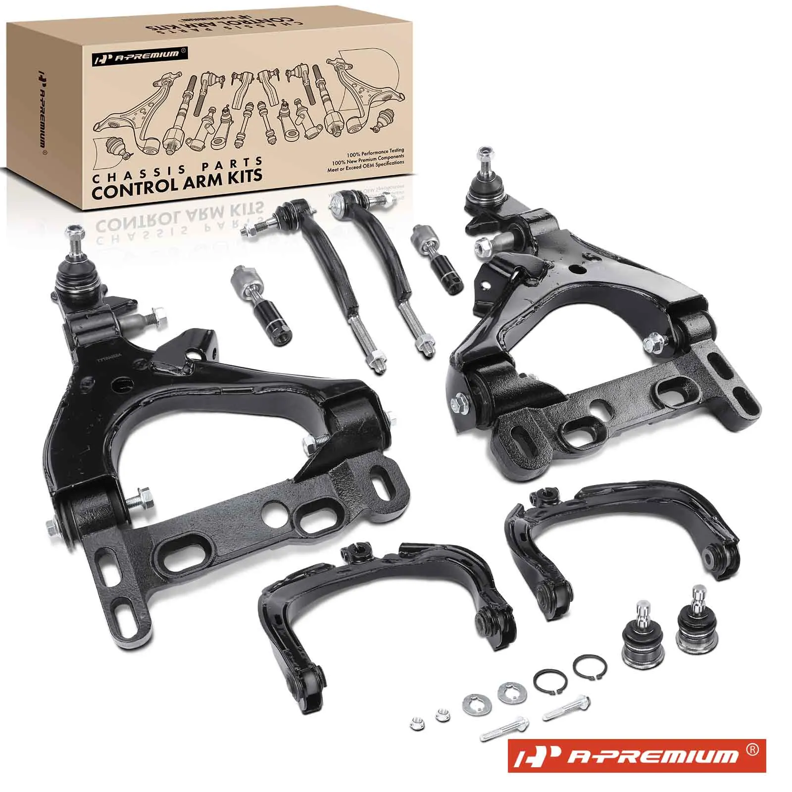 A-Premium 10x Control Arms with Ball Joints & Tie Rod for GMC Envoy 2004-2007 Envoy XL 2004-2006 Envoy XUV Saab 9-7x 2005-2007