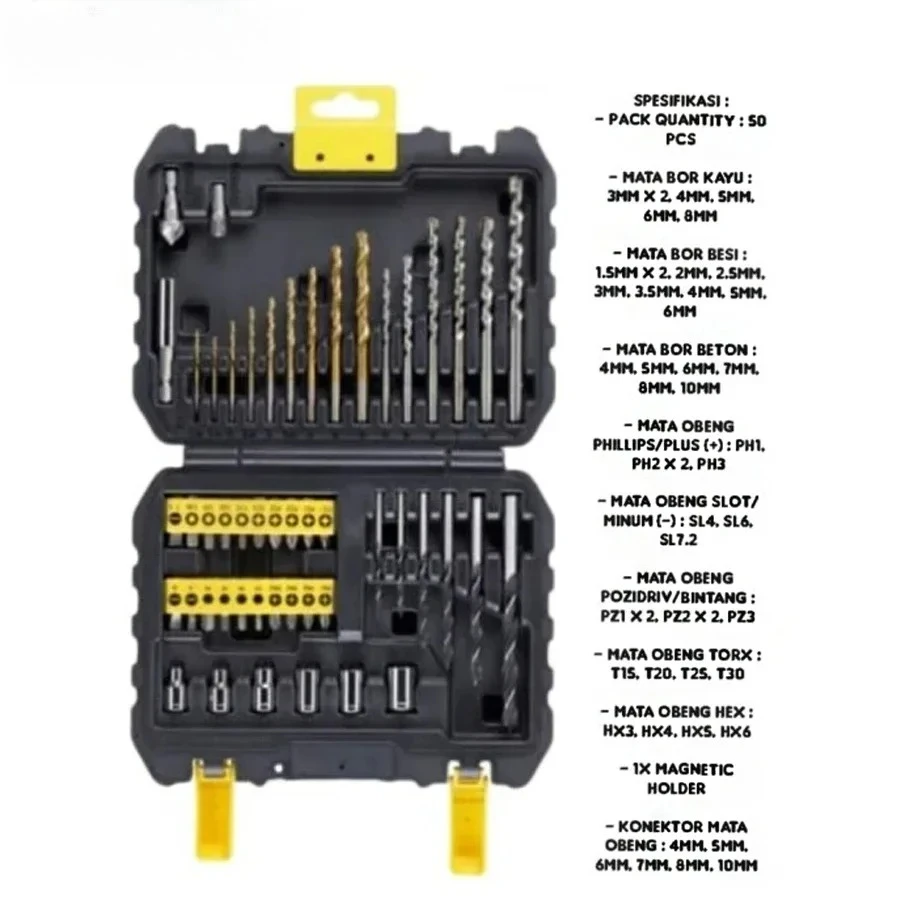 

50 Pieces Drilling And Driving Accessory Bit Set Screwdriver Bits Set Power Tool Accessory STA88546-A9