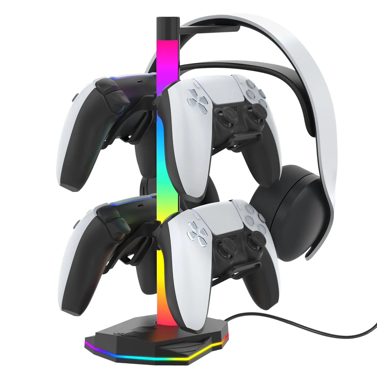 

Headphone Storage Holder with RGB Light Stable Headset Organizer Anti-Slip Earphone Display Bracket Universal Fit for All Brands