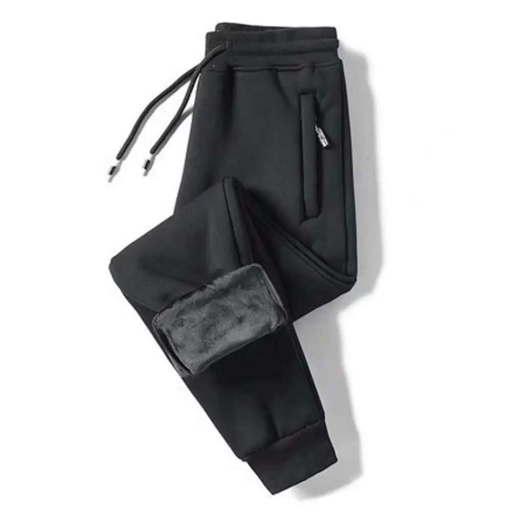 

Мужские брюки с карманами. Толстые брюки-джоггеры на флисовой подкладке с карманами на молнии. Повседневная осень.