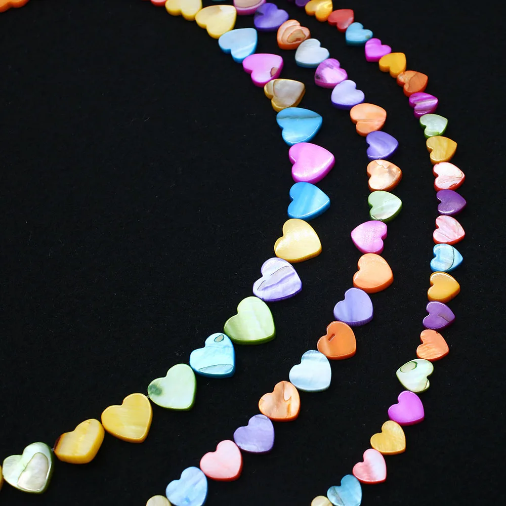 

Natural Freshwater Shell Dyed Loose Beads Horizontal-Hole Heart-Shaped Colorful Beads DIY Necklace Bracelet Jewelry Accessories