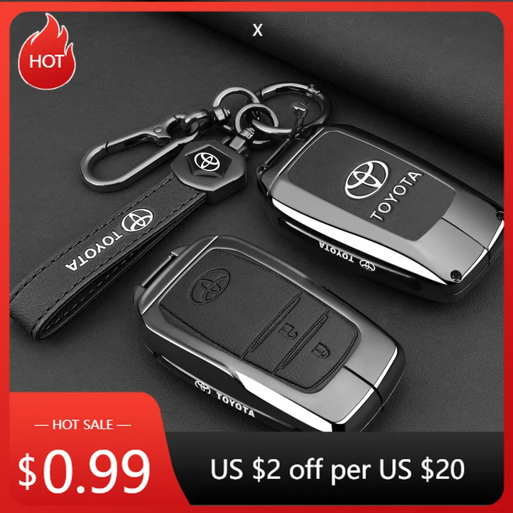 

Кожаный чехол для автомобильных ключей Toyota 2026, чехол для Toyota C-HR Hilux Fortuner Land Cruiser 200 Camry Corolla Crown RAV4