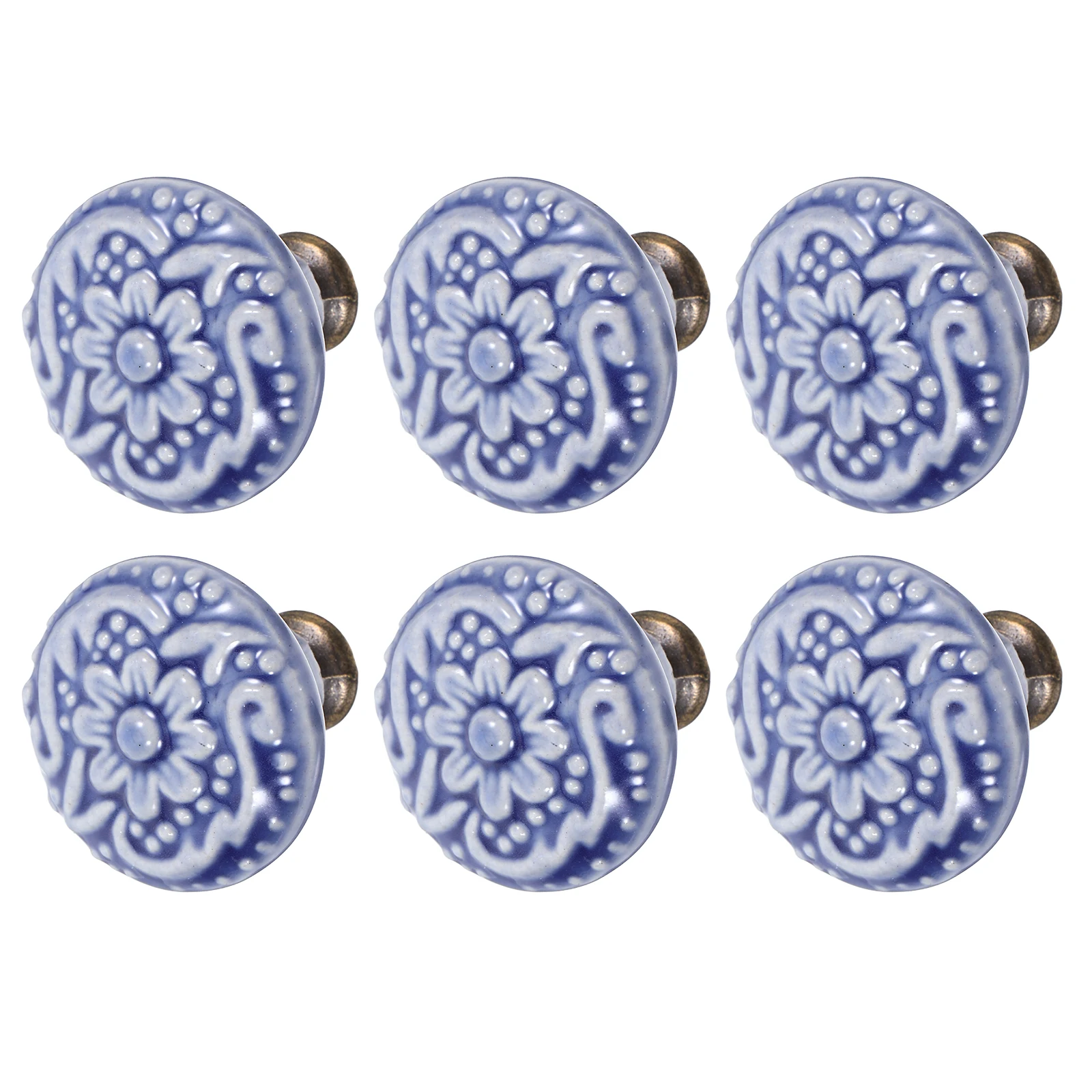 

6Pcs Ceramic Cabinet Knobs Unique Vintage Drawer Pulls for Dressers Cupboards Closets Easy Installation