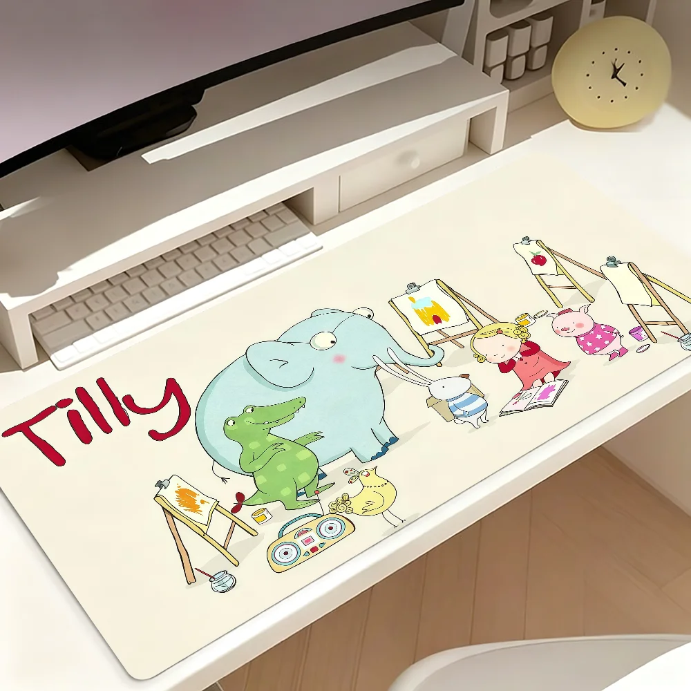 Cartoon T-Tilly And Friends Mouse Pad Large Non-slip Lockedge Desktop Computer Desk Mat Keyboard MousePad Office Gamer Student