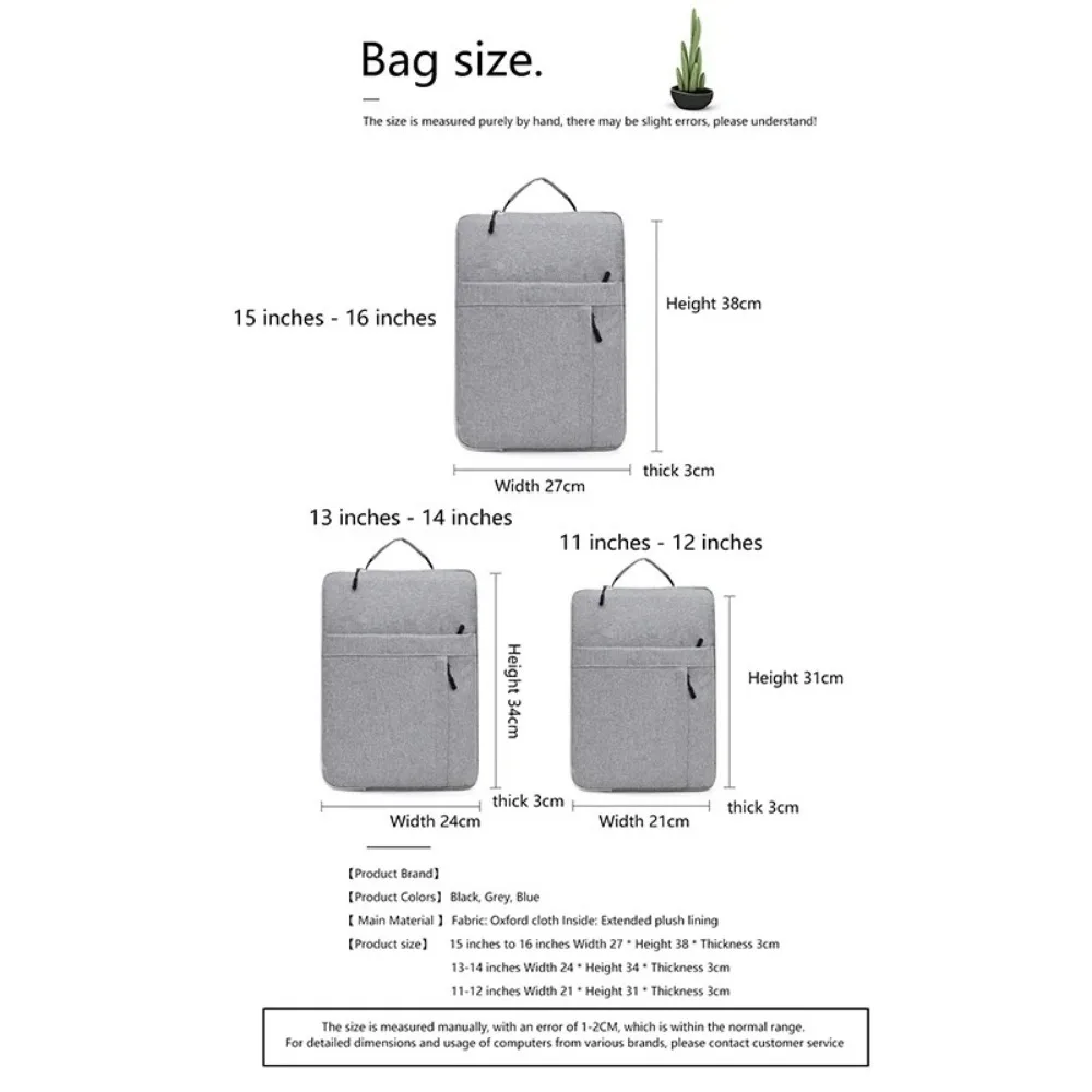 New 11/13/15Inch Tablet Bag Oxford Cloth Lightweight Laptop Sleeve Shockproof Handbag Case for Macbook/IPad/ Women Men
