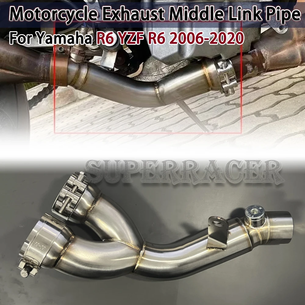 

Fit For Yamaha R6 YZF R6 2006-2020 Exhaust Muffler Y Mid Pipe Link Motorcycle Link Muffler Pipe Silencer System Eliminator YZFR6