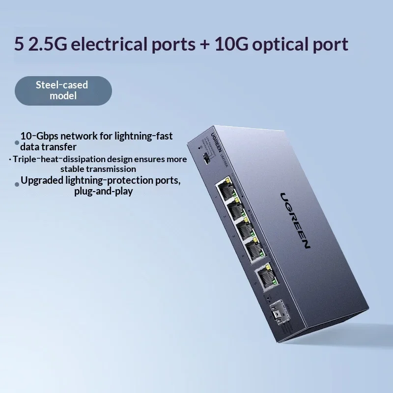 UGREEN CM753-35048 2.5G Ethernet Switch 5 Port 10G Fiber VLAN Web Managed for NAS Optical Modem