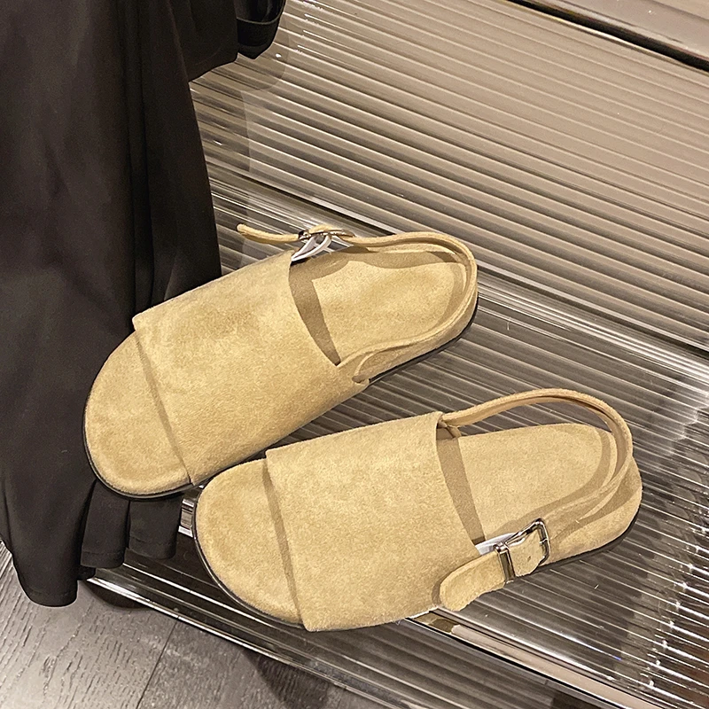 Woomen Sandals Summer New Women's Shoes Suede One-Strap Casual Sandals Flat Comfortable Korean Version Flip-Flops view 3