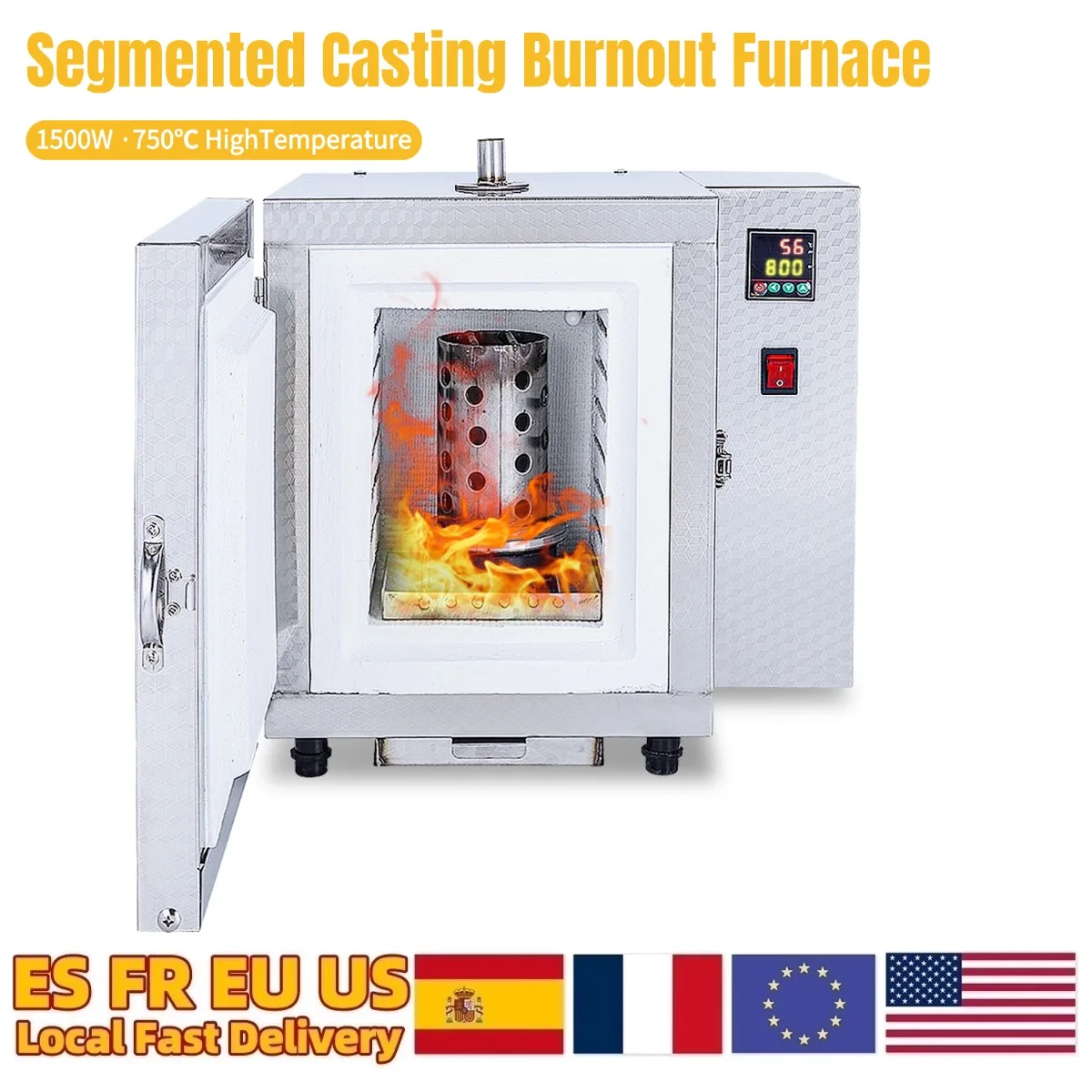 110V Segmented Jewelry Casting Furnace Metal Burnout Furnace Melting Machine Four Sided Baking Gypsum Mold Oven Machine 1500W Electric Furnace Oven Wax/Plaster Mold Jewelry Casting Machine