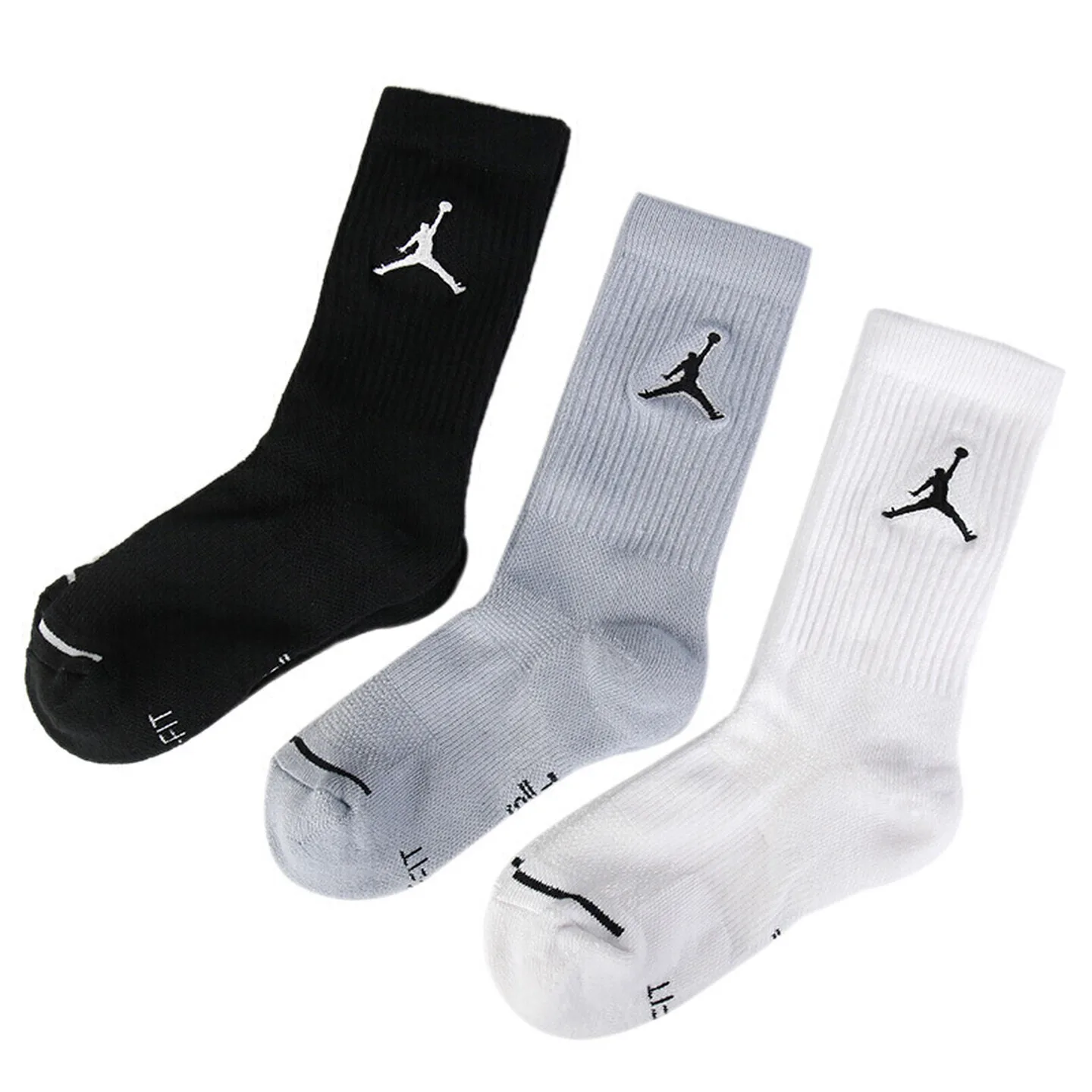 Nike (NIKE) 3-Pack Socks for Men and Women: Air Jordan Training Breathable Casual Socks, Mid-Calf Sports Socks SX5545-019 view 4