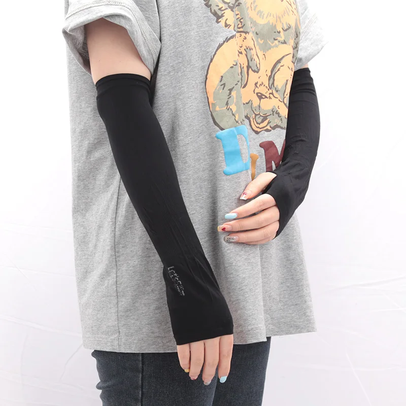 New Ice Silk Sleeve Sunscreen Cuff Arm Sleeves Uv Sun Protect Anti-Slip Summer Men Women Black White Gloves Outdoor Riding Glove