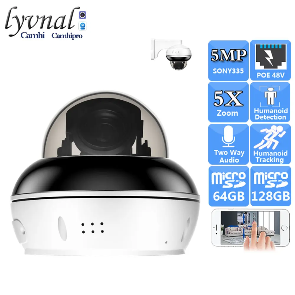 

Sony335 HD 5MP 5X Zoom Autofocus Security Surveillance IP Camera PTZ Dome POE Human Tracking Two Way Audio IR Night Version