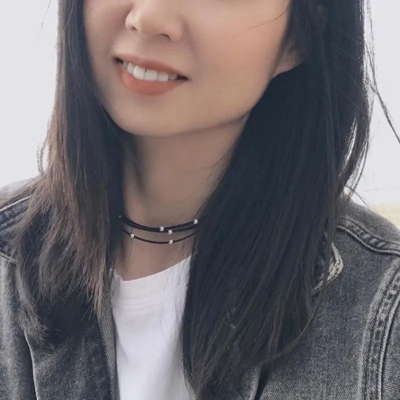 31BB Simple Steel Bead Neckband Sweet Cool Collar Necklace Multilayered Necklace Party Jewelry Neck Decoration