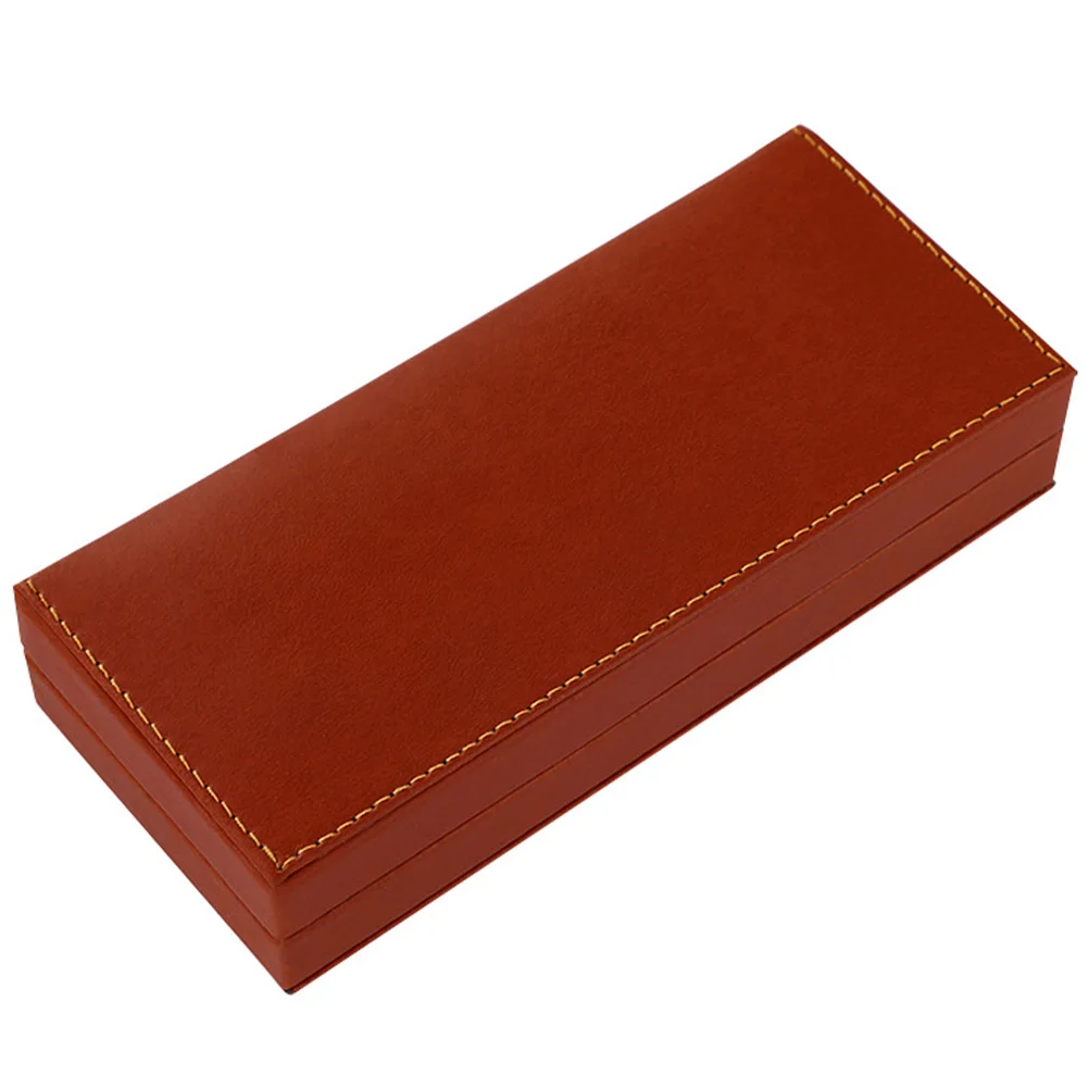 

Elegant Pen Case Brown Color Multi-functional Stationery Storage Travel Compact Box Gift Accessories Durable PU Student Supplies