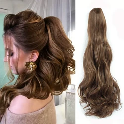 22inch long body wave Synthetic Claw Clip In ponytail hair extensions wigs Curly women False pony tail Hairpiece pigtails wear