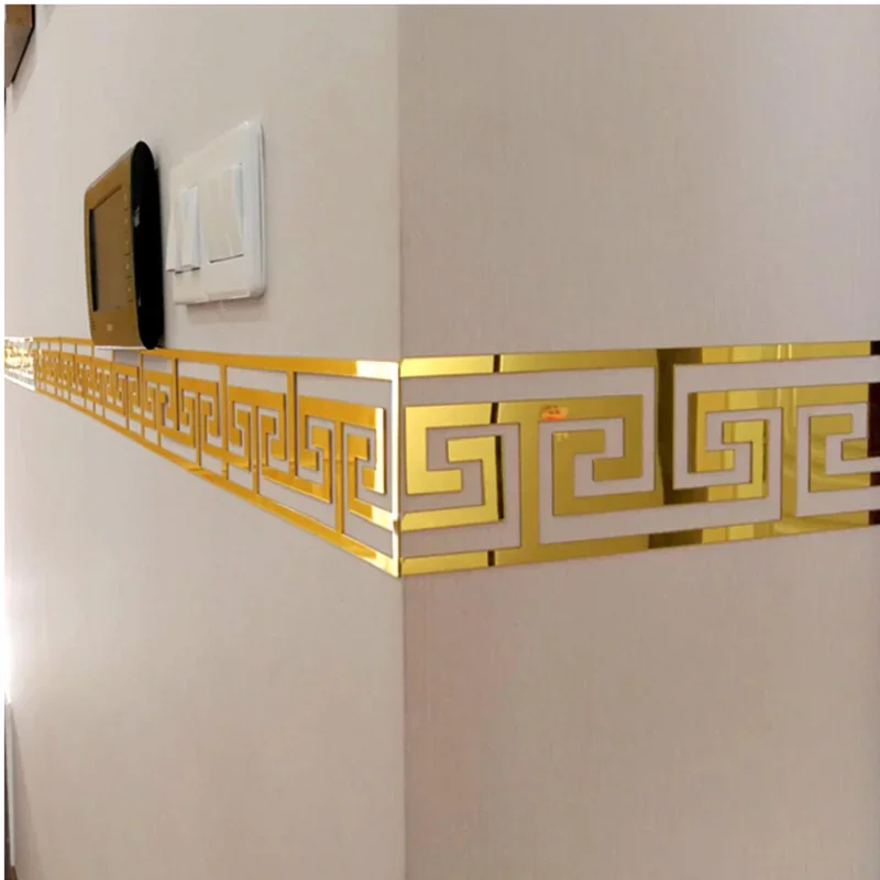 12-piece acrylic mirror-effect self-adhesive trim strip set for ceilings walls and furniture edges ideal for modern European int