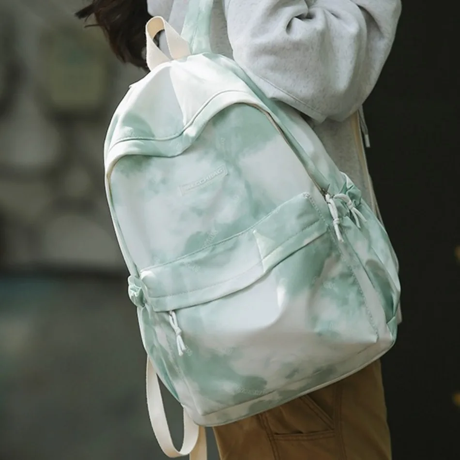 

Large capacity backpack fashion tie-dye canvas schoolbag simple senior ins lightweight personality shoulder bags