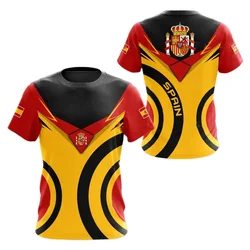 Spain National Emblem Men's Printed T-shirts Spanish Flags Fashion Cool O-Neck Short Sleeve Size Loose Unisex Summer Streetwear