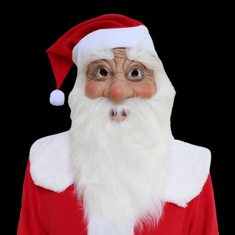 

Маска Санта-Клауса, гарнитура, латексный реквизит, Хэллоуин, Рождественская вечеринка, платье для выступлений, головные уборы для детей