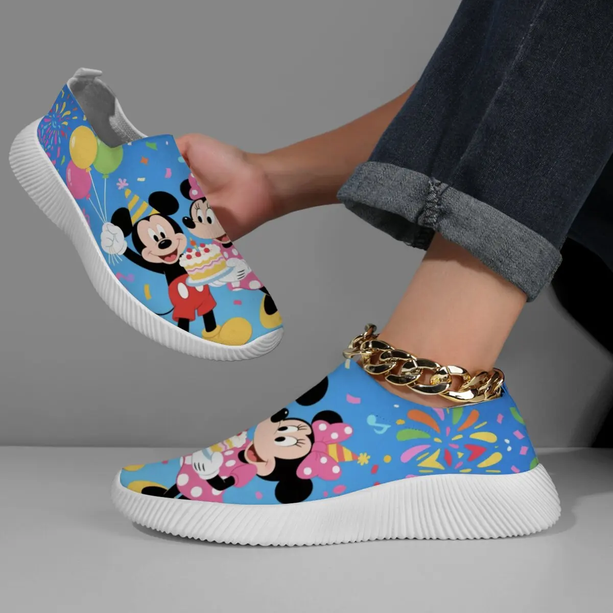 

Minnie Mouse Birthday Party Slip-On Shoes New Women Shoes Flats Sneakers Woman Casual Shoes Slip-on Loafers Female Boat Shoes