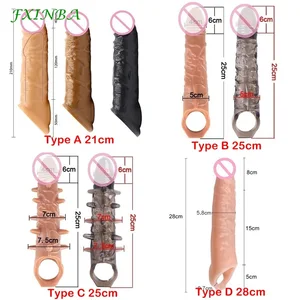 Fxinba 21/25/28 cm großer Penis -Extensor wiederverwendbar 8 Hauptverkauf Penic Deckung 28 cm - №8
