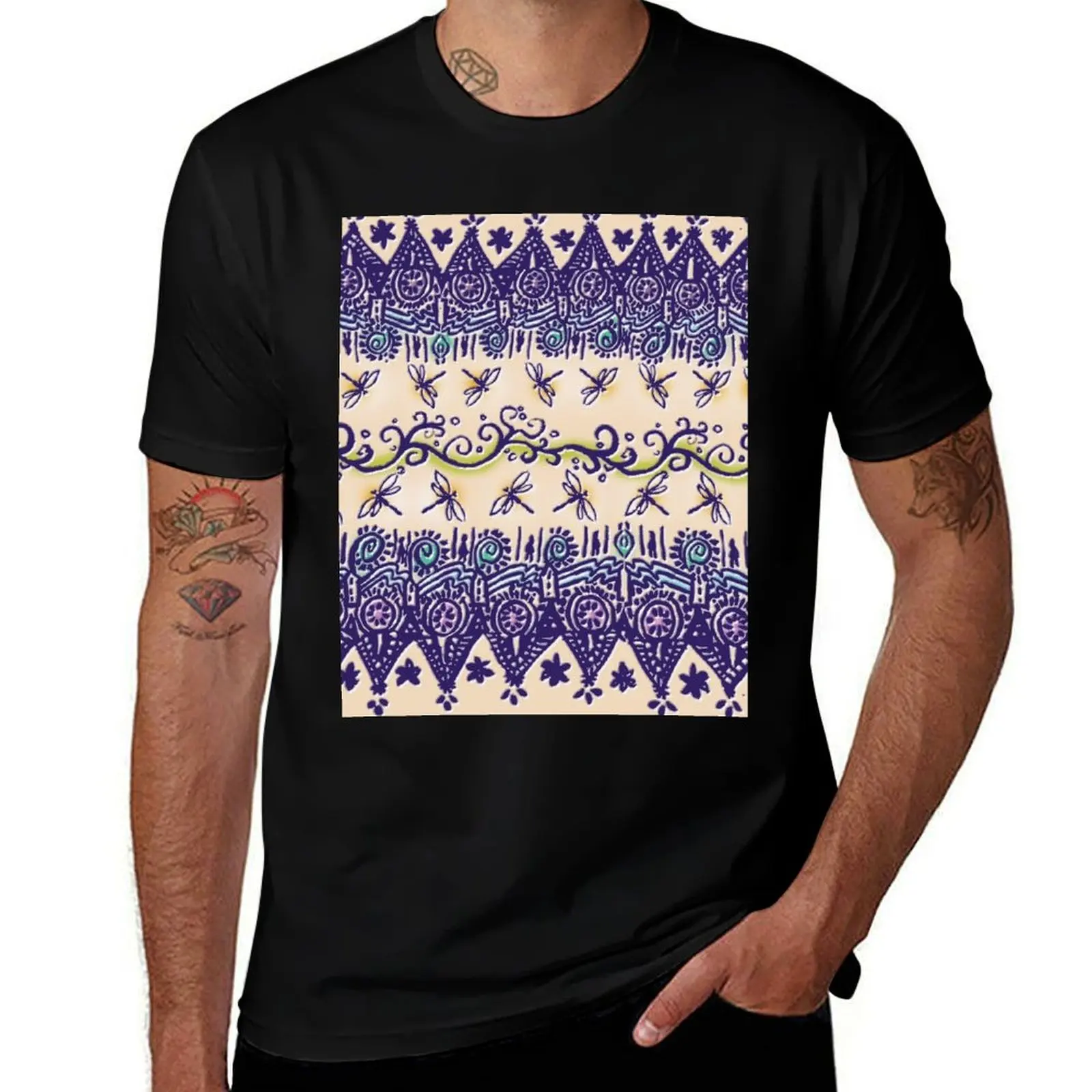 Dragonfly Rustic Peasant Print T-Shirt Sport Basic Moisture Wicking Tee T-Shirt
