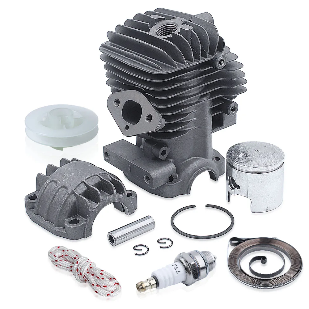 34mm Cylinder Piston Engine Pan Base Kit For Chinese 2500 25cc Recoil Starter Pulley Spring Rope Spark Plug Chainsaw Part