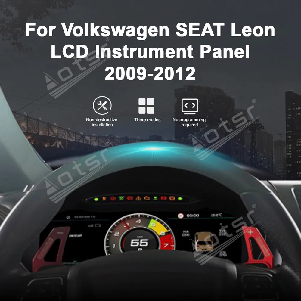 

Автомобильный ЖК-цифровой кластер для Volkswagen Seat Leon 2009-2012, приборная панель, виртуальный прибор для кабины, автоматический измеритель скорости, экран Ai DSP