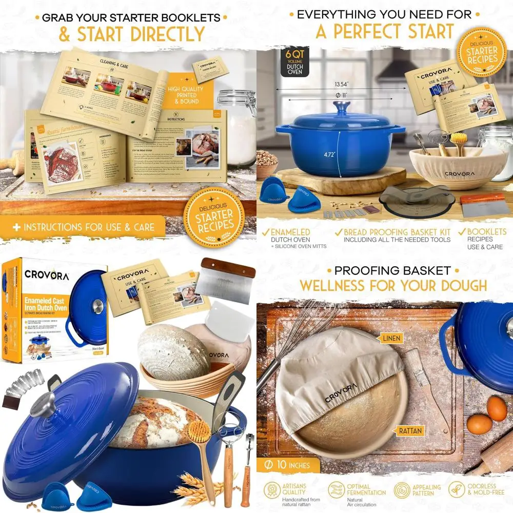 

6-Quart Cast Iron Dutch Oven for Bread Baking with Lid and Sourdough Baking Accessories