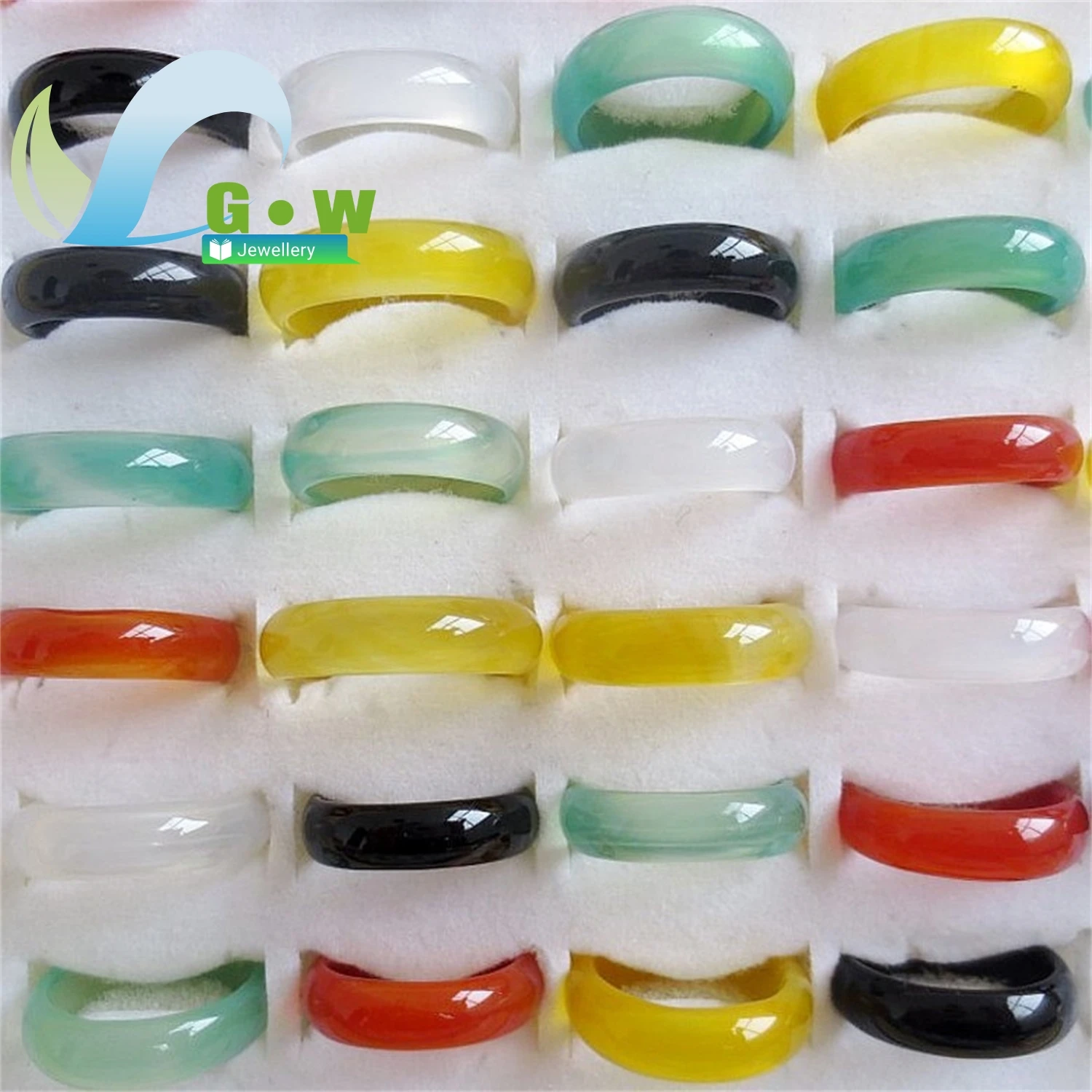 

Natural Agate Ring For Women 6mm Wide Band Colorful Gemstone Jewelry Gift Adjustable Stone Finger Ring Boho Handmade Dainty Stac