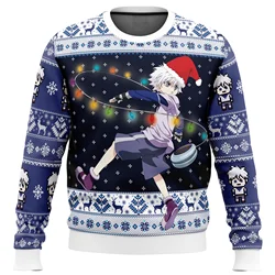 Killua Zoldyck V2 Hunter X Hunter Ugly Christmas Sweater Gift Santa Claus Pullover Men 3D Sweatshirt And Top Autumn And Winter