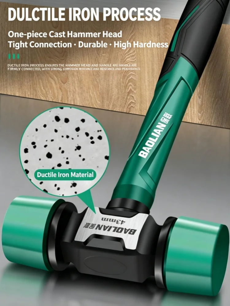 JUSTINLAU 27/36/43mm Doppelkopf-Gummimontagehammer Multifunktional Rutschfest Vibrationsfrei Professionelles Installationswerkzeug – Detail 3