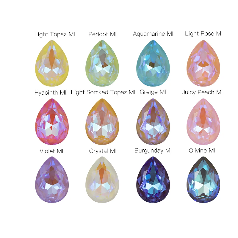 Drop strass moka fluorescenza sfusa 70/35/20 pezzi Glitter Crystal 7 x1 0/10 x1 4/13x18MM Water Drop Teardrop 3D Nail Art